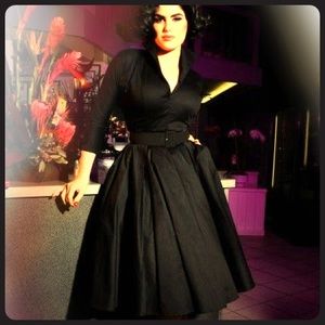 Pinup Girl Clothing Black Haunted Housewife Fit & Flare Dress Small